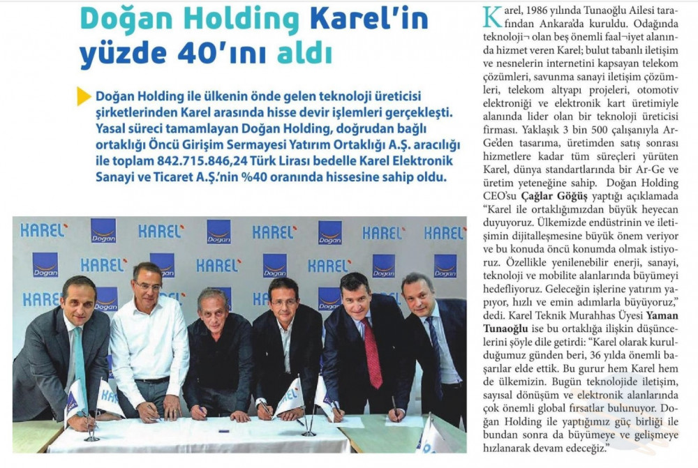 ICT Media - 01.09.2022 - Doğan Holding Karel'in Yüzde 40'ını Aldı
