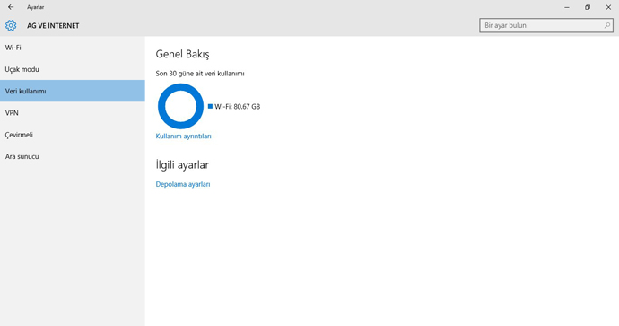 Windows 10 veri kullanımı