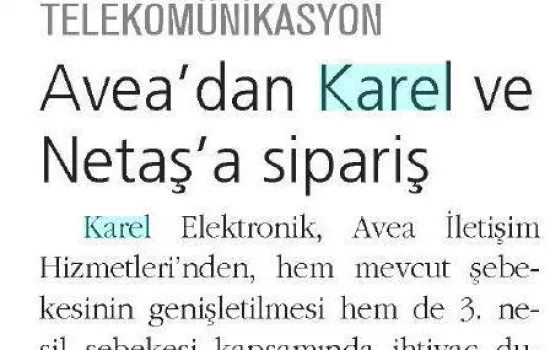 Referans - 14.07.2010 - Avea'dan Karel'e sipariş