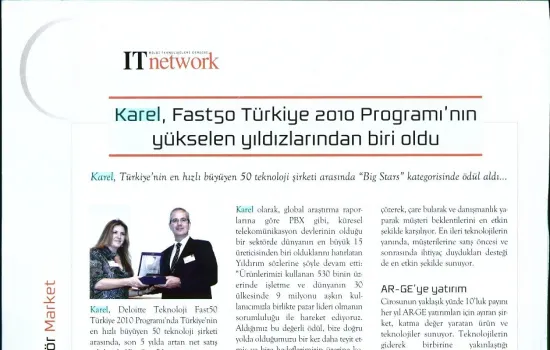 IT Network - 01.12.2010 - Karel, Fast50 Türkiye Programı`nın yükselen yıldızlarından biri oldu