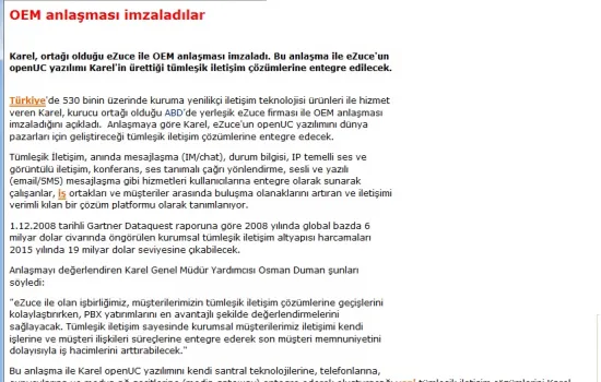 hurriyet.com.tr - 08.12.2010 - OEM anlaşması imzaladılar