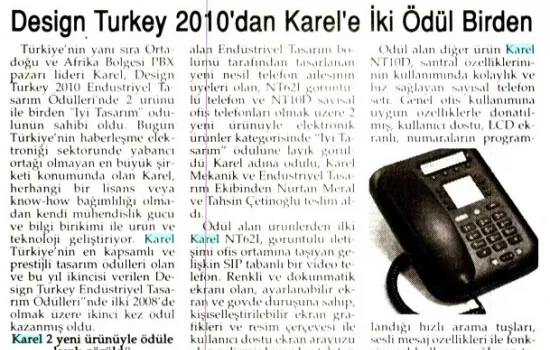 Son Saat - 25.12.2010 - Design Turkey 2010`dan Karel`e 2 ödül birden