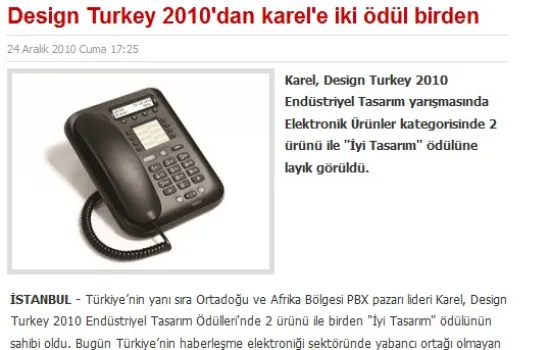 ogunhaber.com - 24.12.2010 - Design Turkey 2010`dan Karel`e 2 ödül birden