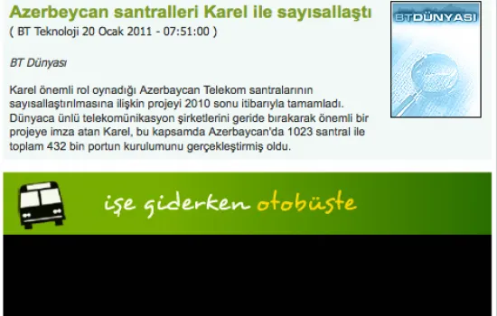 BT Dünyası - 20.01.2011 - Azerbeycan santralleri Karel ile sayısallaştı
