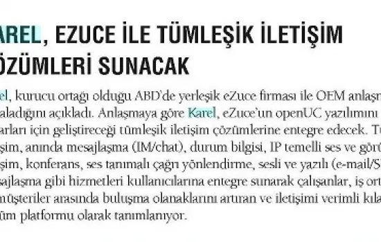 Capital - 01.02.2011 - Karel, eZuce ile tümleşik iletşim çözümleri sunacak