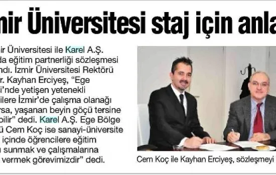 Haber Türk Egeli - 08.02.2011 - İzmir Üniversitesi staj için anlaştı