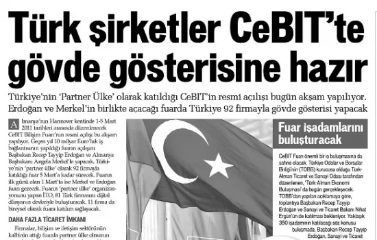 Star - 28.02.2011 - Türk şirketleri CeBIT`te gövde gösterisine hazır