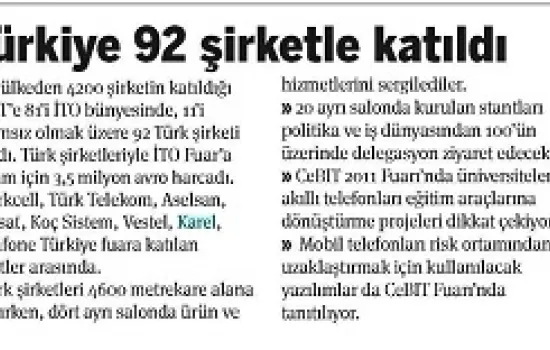 Taraf - 02.03.2011 - Türkiye 92 şirketle katıldı
