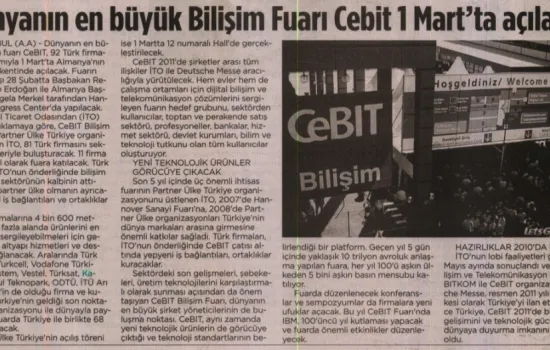 Son Söz - 25.02.2011 - Dünya`nın en büyük bilişim fuarı CeBIT 1 Mart`ta açılacak