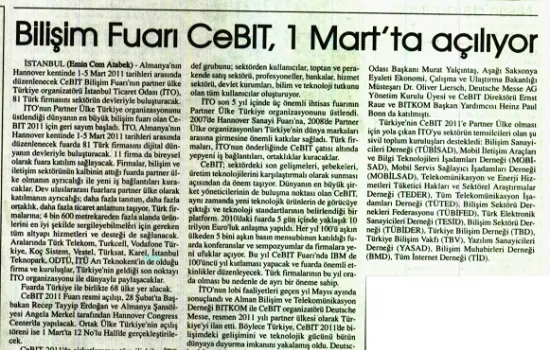 Bizim Anadolu - 27.02.2011 - Bilişim fuarı CeBIT 1 Mart`ta açılıyor