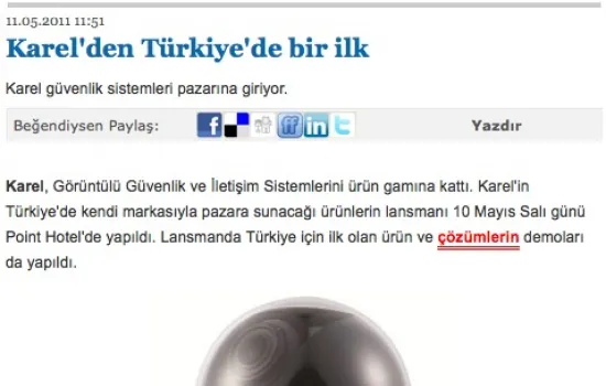 techno-labs.com - 11.05.2011 - Karel'den Türkiye'de Bir İlk