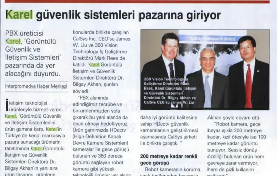 BT Haber - 16.05.2011 - Karel Güvenlik Sistemleri Pazarına Giriyor