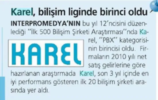 Akşam - 06.07.2011 - Karel, Bilişim Liginde Birinci Oldu