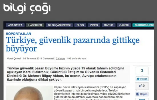 Bilgi Çağı - 12.07.2011 - Türkiye, Güvenlik Pazarında Gittikçe Büyüyor
