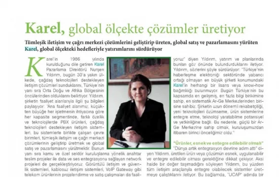 AVM ve Marka - 01.07.2011 - Karel, global ölçekte çözümler üretiyor