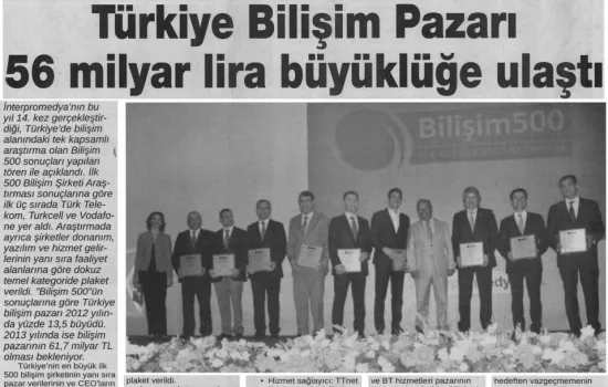 24 SAAT - 26.06.2013 - TÜRKİYE BİLİŞİM PAZARI 56 MİLYAR LİRA BÜYÜKLÜĞE ULAŞTI