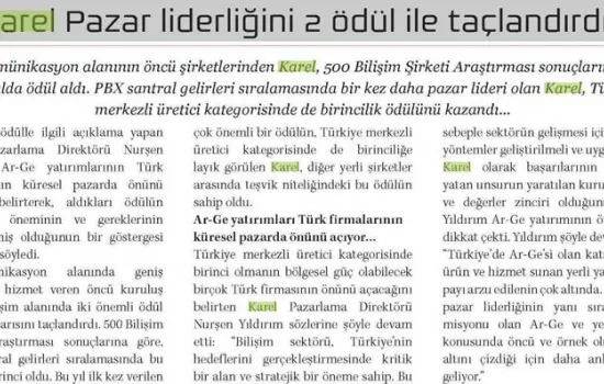 IT Network - 01.07.2013 - KAREL PAZAR LİDERLİĞİNİ5 ÖDÜL İLE TAÇLANDIRDI