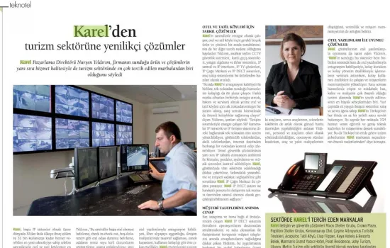 Turizm Dünyası - 09.09.2013 - Karel'den turizm sektörüne yenilikçi çözümler