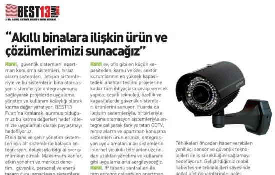 Best Dergisi - 01.09.2013 - AKILLI BİNALARA İLİŞKİN ÜRÜN VE ÇÖZÜMLERİMİZİ SUNACAĞIZ