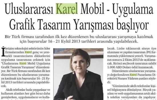 Hürses - 10.09.2013 - ULUSLARARASI KAREL MOBİL UYGULAMA GRAFİK TASARIM YARIŞMASI BAŞLIYOR