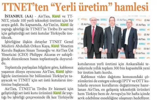 Yeni Ekonomi - 25.01.2014 - TTNET'TEN "YERLİ ÜRETİM" HAMLESİ