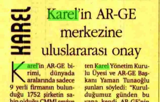 Dünya - 19.02.2008 - Karel`in ArGe merkezine uluslararası onay