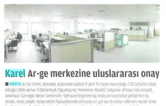 telecomtr - 01.03.2008 - Karel ArGe merkezine uluslararası onay