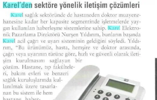 BT Haber - 31.03.2008 - Karel`den sektöre yönelik iletişim çözümleri