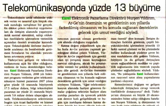 Referans - 18.06.2008 - Telekomünikasyonda yüzde 13 büyüme