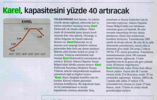 Para - 13.07.2008 - Karel kapasitesini arttıracak