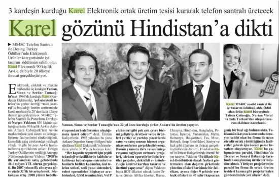 Cumhuriyet - 25.10.2008 - Karel gözünü Hindistan`a dikti
