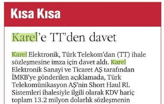 Dünya - 25.11.2008 - Karel`e TT`den davet