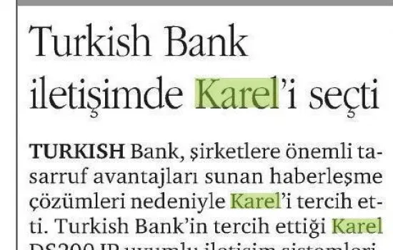 Dünya - 19.12.2008 - Turkish Bank iletişimde Karel`i seçti