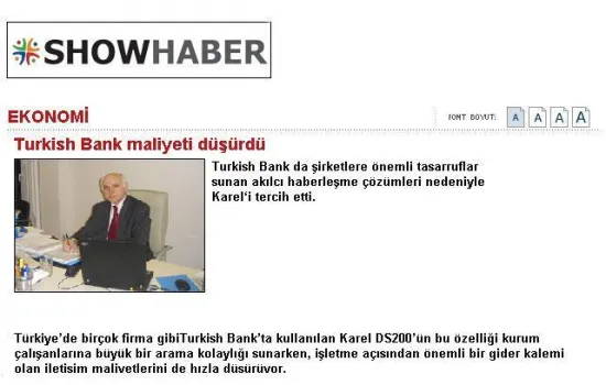 Show Haber - 01.01.2009 - Turkish Bank maliyeti düşürdü