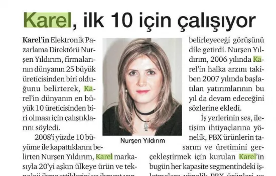 Dünya - 06.02.2009 - Karel, ilk 10 için çalışıyor
