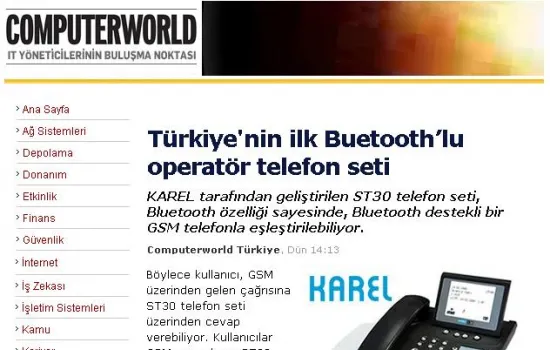 ComputerWorld - 11.03.2009 - Türkiye`nin ilk Bluetooth`lu operatör telefon seti
