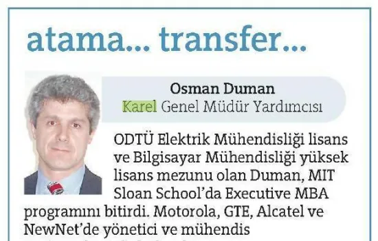 Atama... Transfer... Hürriyet-İK - 21.06.2009