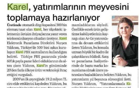 Dünya - 03.07.2009 - Karel, yatırımlarının meyvesini toplamaya hazırlanıyor