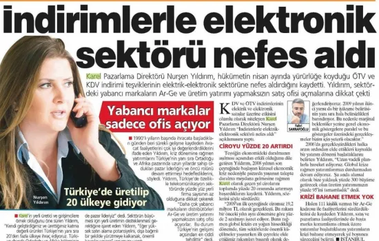 Yeni Şafak - 20.07.2009 - İndirimlerle elektronik sektörü nefes aldı