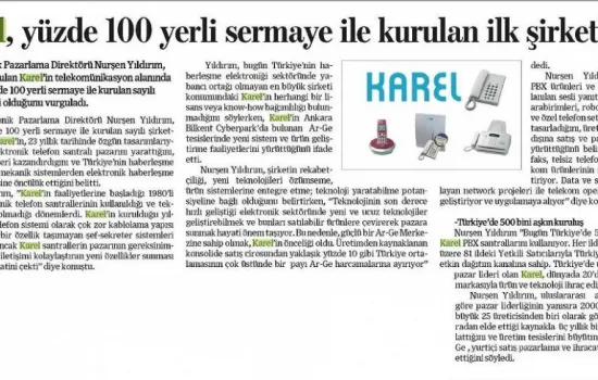 Ana Haber - 14.09.2009 - Karel %100 yerli sermaye ile kurulan ilk şirketlerden