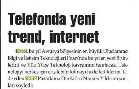 Milliyet - 07.10.2009 - Telefonda yeni trend, internet