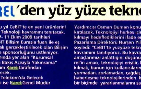 Vatan - 07.10.2009 - Karel`den yüz yüze teknoloji