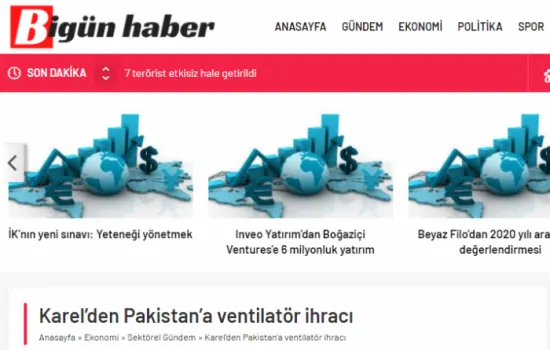 Bigünhaber - 08.01.2021 - Karel’den Pakistan’a Ventilatör İhracı