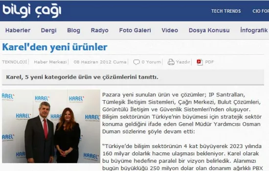 Bilgi Çağı - 09.06.2012 - Karel 5 Kategoride Ürün ve Çözümlerini Tanıttı