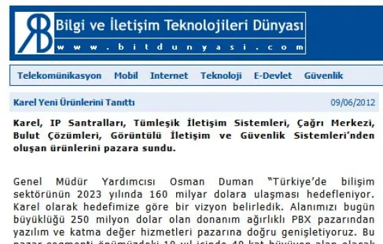 BITdünyası - 08.06.2012 - Karel'den Stratejik Hamle