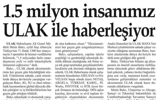 Bizim Anadolu - 14.09.2020 - 1,5 Milyon İnsanımız Ulak İle Haberleşiyor