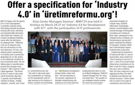 BT Haber - 04.04.2016 - OFFER A SPECİFİCATİON FOR INDUSTRY 4.0
