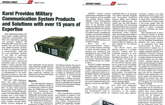 Defence Turkey - 14.04.2017 - KAREL PROVIDES MILITARY COMMUNICATION SYSTEM