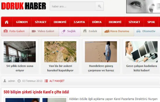 Doruk Haber - 03.07.2013 - 500 bilişim şirketi içinde Karel’e çifte ödül