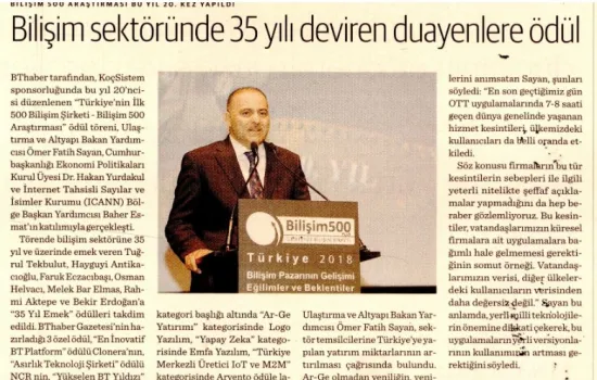 Dünya - 06.07.2019 - Bilişim Sektöründe 35 Yılı Deviren